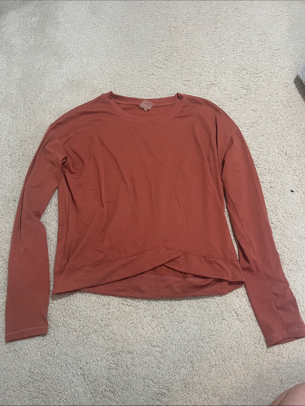 CALIA by Carrie Underwood Long Sleeve Crewneck Top in Rust